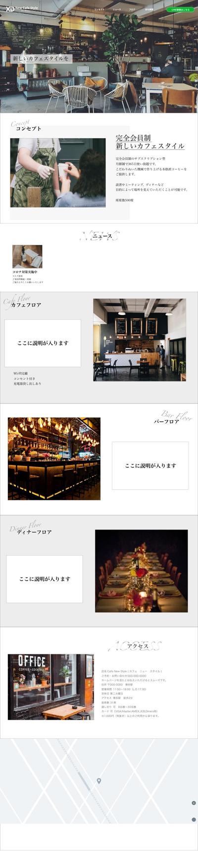 新しいcafeのサイト構築