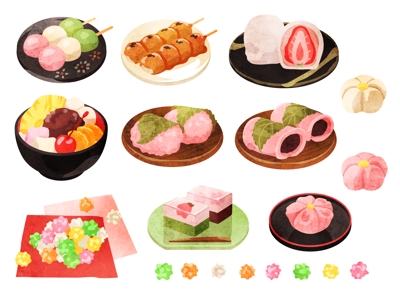 さまざまな和菓子のイラスト
