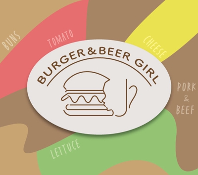 ハンバーガーショップのポストカードデザイン