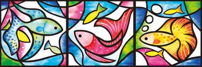 ステンドグラス・切り絵風のイラスト　魚