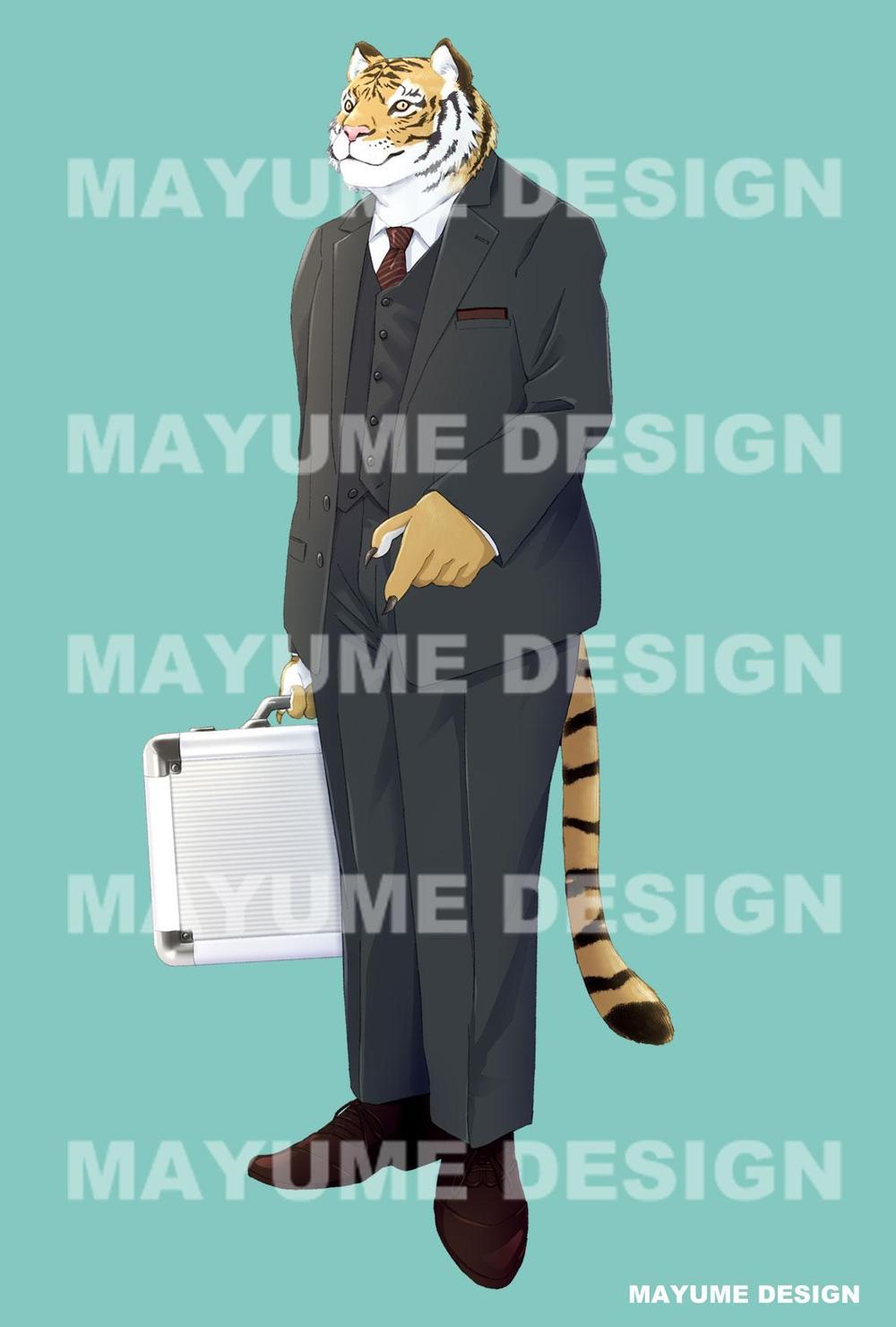 紳士的な雰囲気のトラ獣人のイラスト