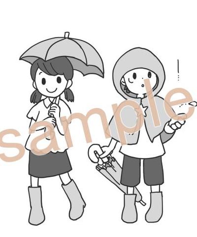 雨の日のイラストカット