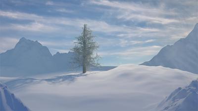 作例08：雪山の風景（背景）」イラスト