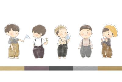 ５人の男の子のイラスト
