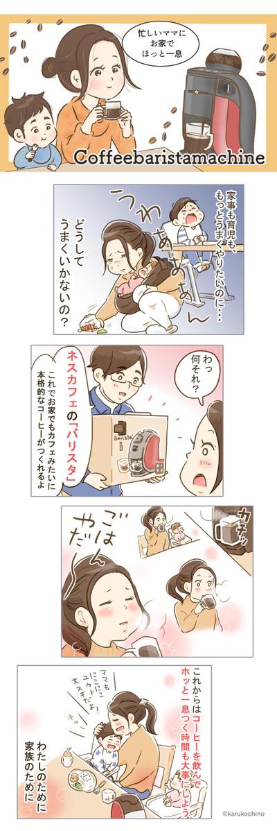 コーヒーバリスタマシーン広告漫画（LP）