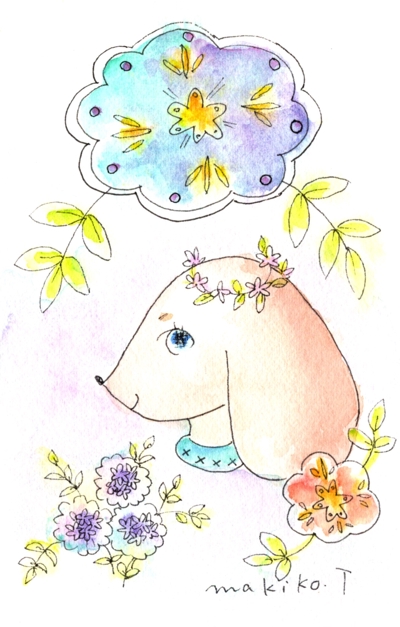 花とおしゃれ犬