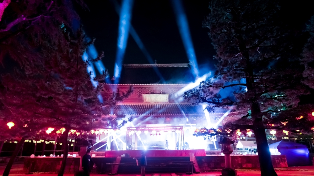 萬福寺ランタン ライトアップ演出 ステージ照明音響演出