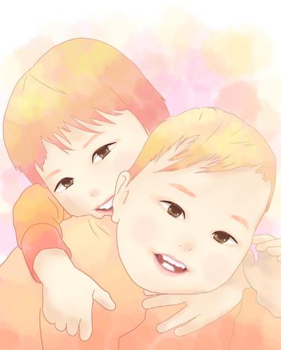 水彩風似顔絵　こども
