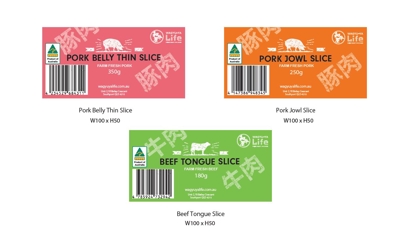 オーストラリア市場向け精肉パッケージラベルのデザイン