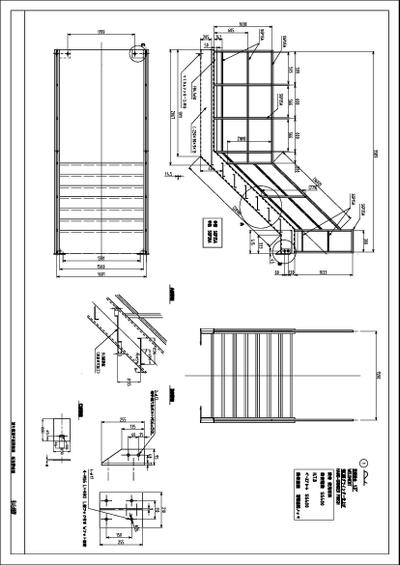 工業施設の階段の設計(２D製作図面)