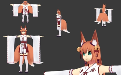Kitsune anime 3d model