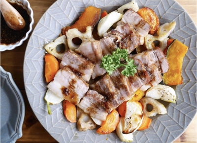 レシピ開発・豚肉と秋野菜のオーブン焼き