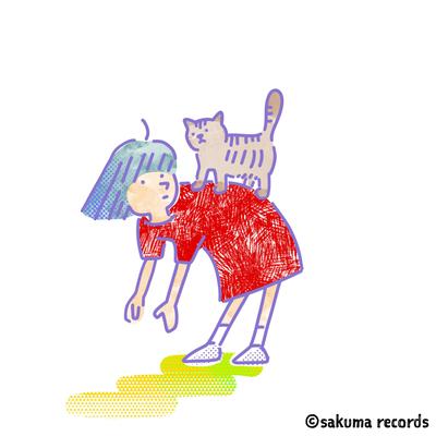 女の子と猫のイラスト