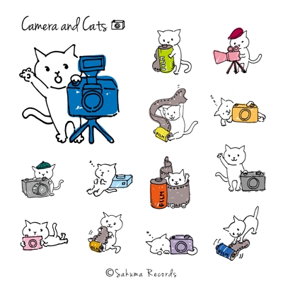 猫とカメラのイラスト作成