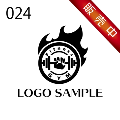 ロゴ販売用【024】ジム、フィットネス、クラブ、筋トレ、ダンベルをイメージしたロゴ