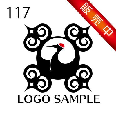 ロゴ販売用【117】アイヌ、鶴、模様、伝統的