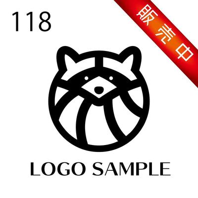  ロゴ販売用【118】たぬき、あらいぐまのロゴ