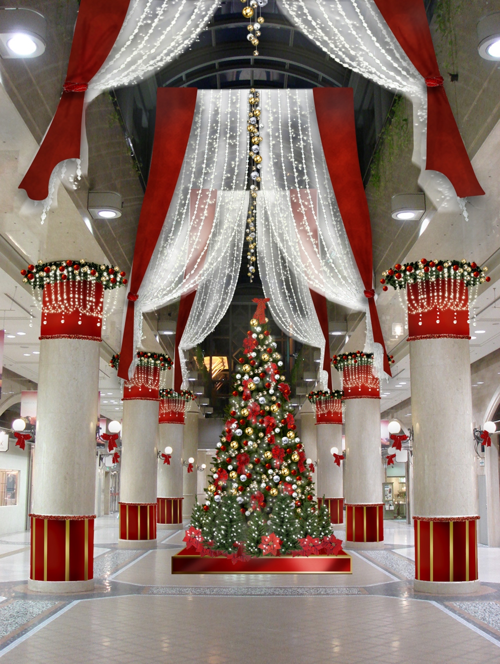 商業施設モールのクリスマス演出