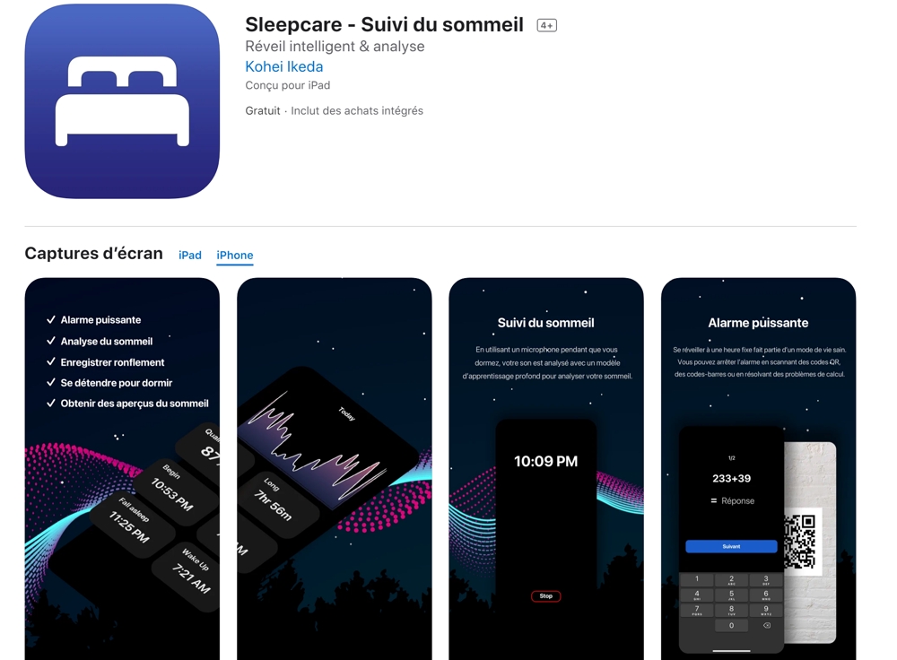 睡眠分析アプリのフランス語版翻訳