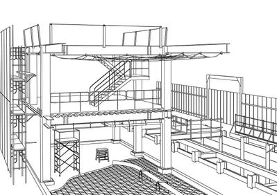 鉄骨造建築現場線画