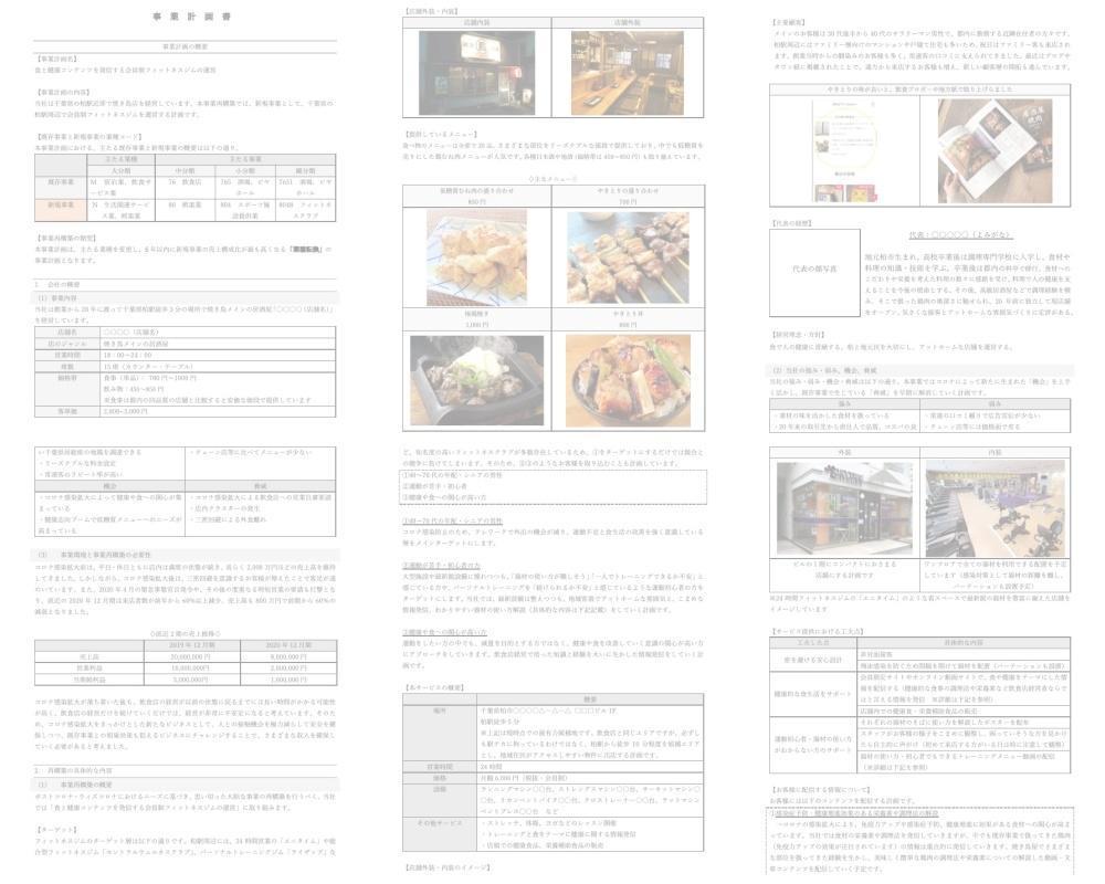 【事業再構築補助金】作成した事業計画書のサンプル①