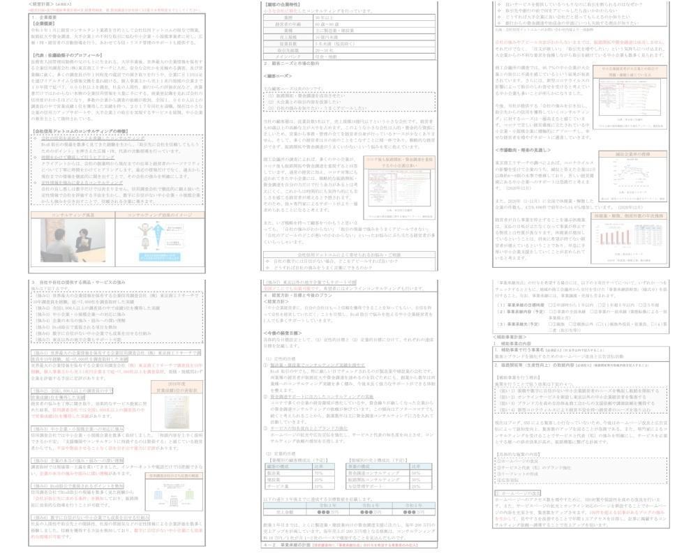 【小規模事業者持続化補助金】作成した申請書のサンプル①