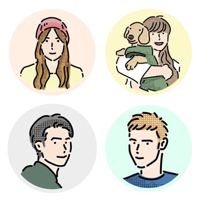  シンプルでおしゃれな似顔絵（アイコン）の作成　カラー