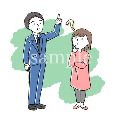 説明をする男性と説明を聞く女性