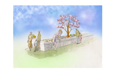 樹木葬パンフレット用のイラスト２墓地