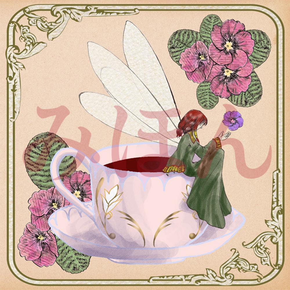 紅茶のシールのデザイン５妖精