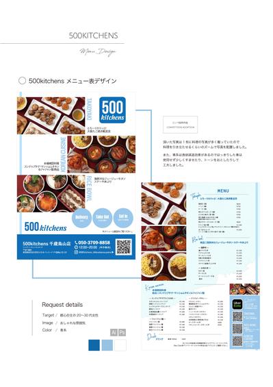 500kitchens メニュー表