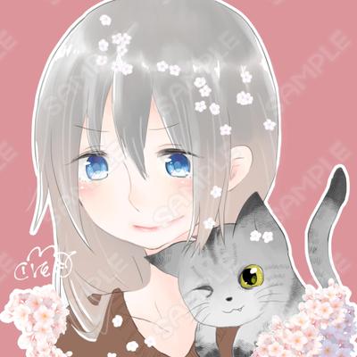 女の子と猫と桜