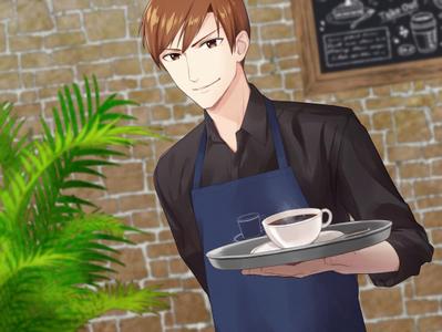 カフェの男性のイラスト
