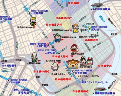 イラストマップ：日本橋人形町界隈