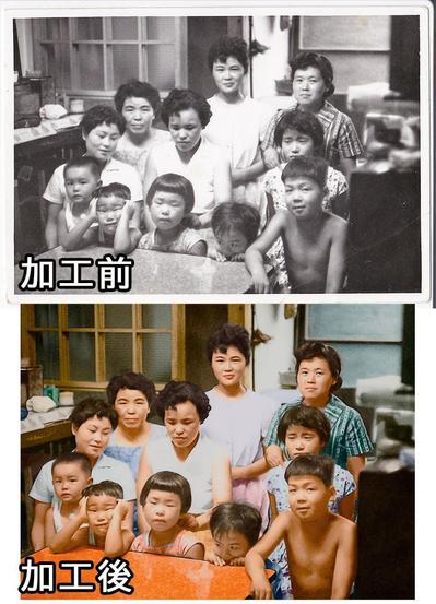 第二次世界大戦終戦数年後の家族写真カラー化