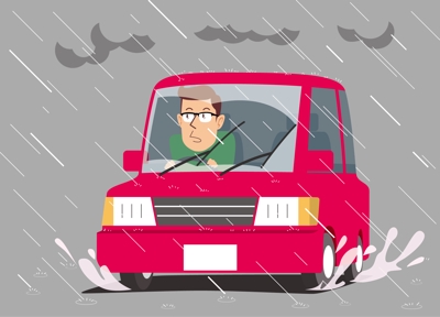 参考イラスト「豪雨のドライブ」