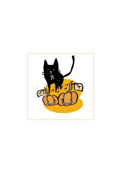 ハロウィン用黒ネコのイラスト