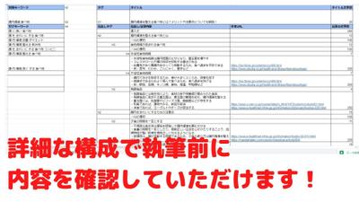 SEOや検索意図を考慮して、詳細な内容まで書かれた構成案を提出します