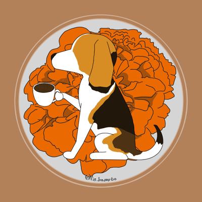 「ビークル、花、サムライ、コーヒー」でロゴ