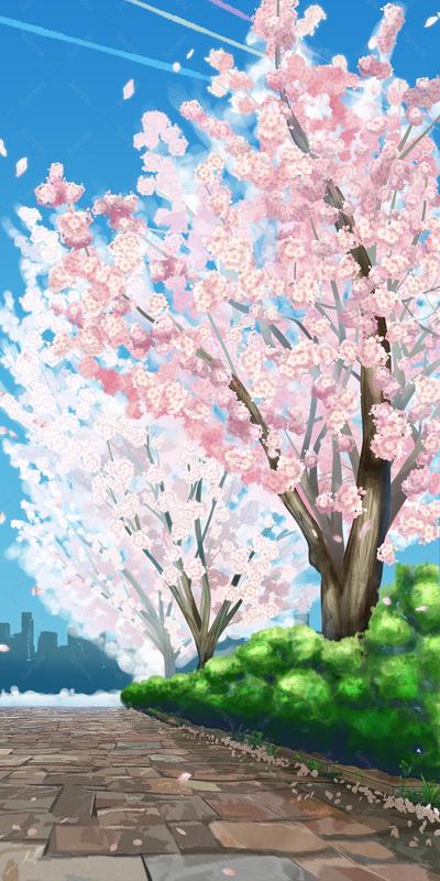 桜並木の背景
