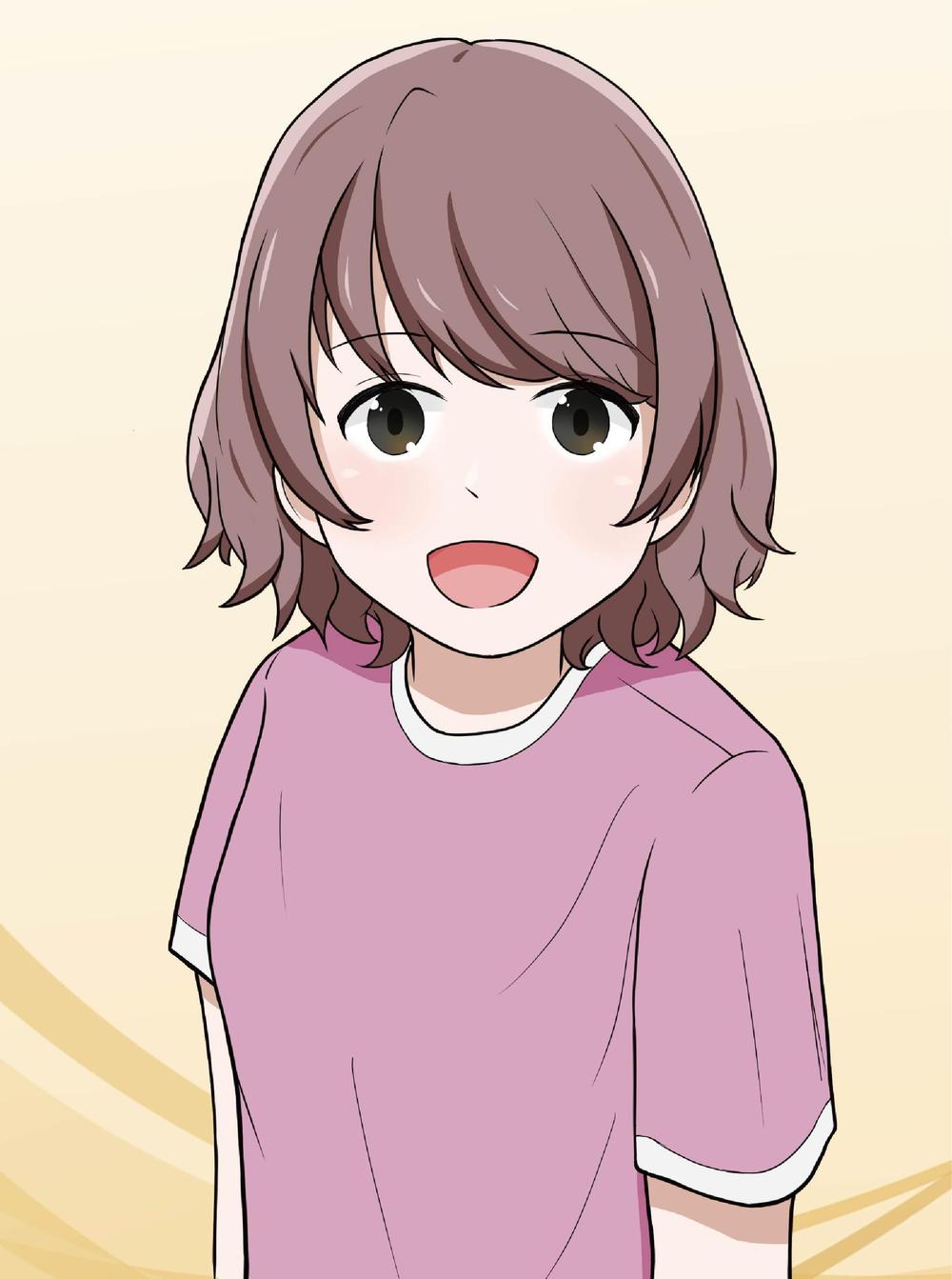 笑顔の女子（アニメ塗り）