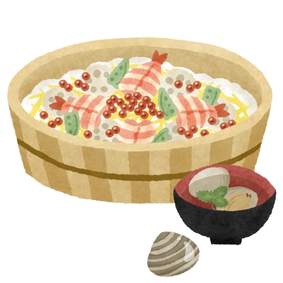 ちらし寿司・お吸い物　食べ物イラスト