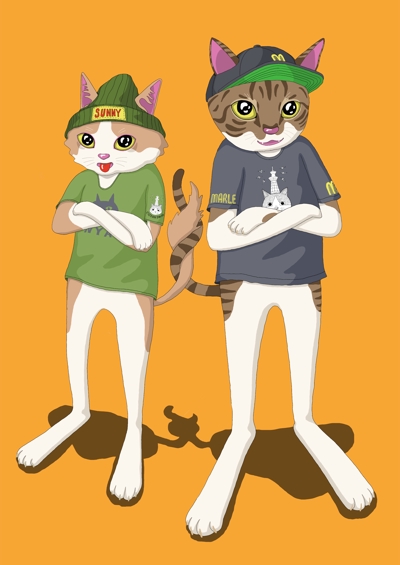 猫のキャラクター化イラスト制作4