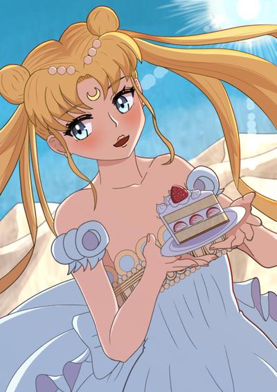 砂漠でケーキをくれるプリンセスセレニティ