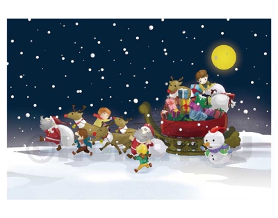 クリスマス「雪の中の行進」のイラスト