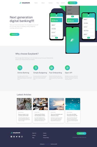 Frontend Mentor「Easybank landing page」