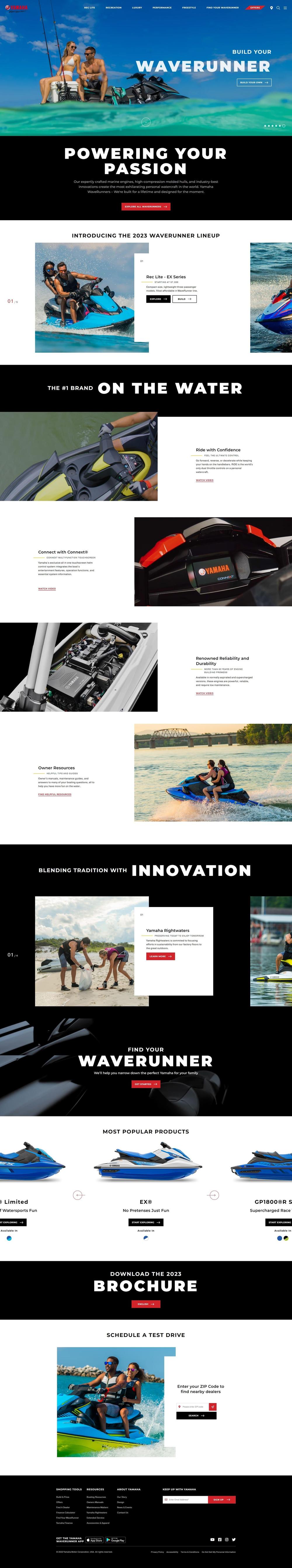 Web design and development for YamahaWaveRunners