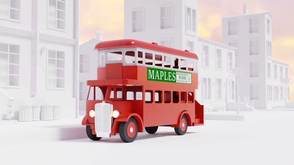ジオラマ風ロンドンバスの3DCG