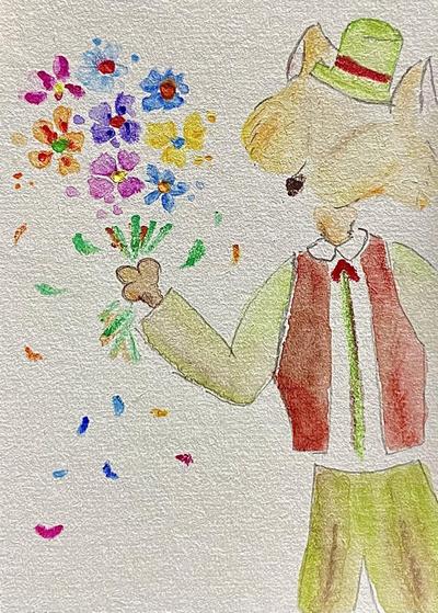 イラスト例（手品師 : 狐）