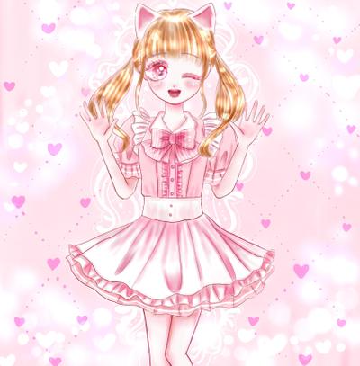 ネコミミメイドさん(ピンク) オリジナルイラスト